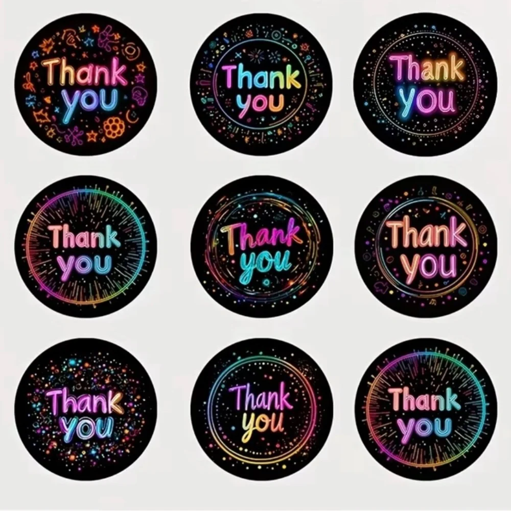 Colorful Thank You Stickers, NEW, 500 Stickers